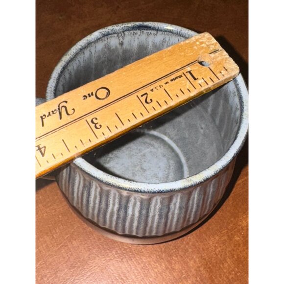 Stoneware Ribbed Textured Coffee Mug With Copper Accent - Picture 3 of 4